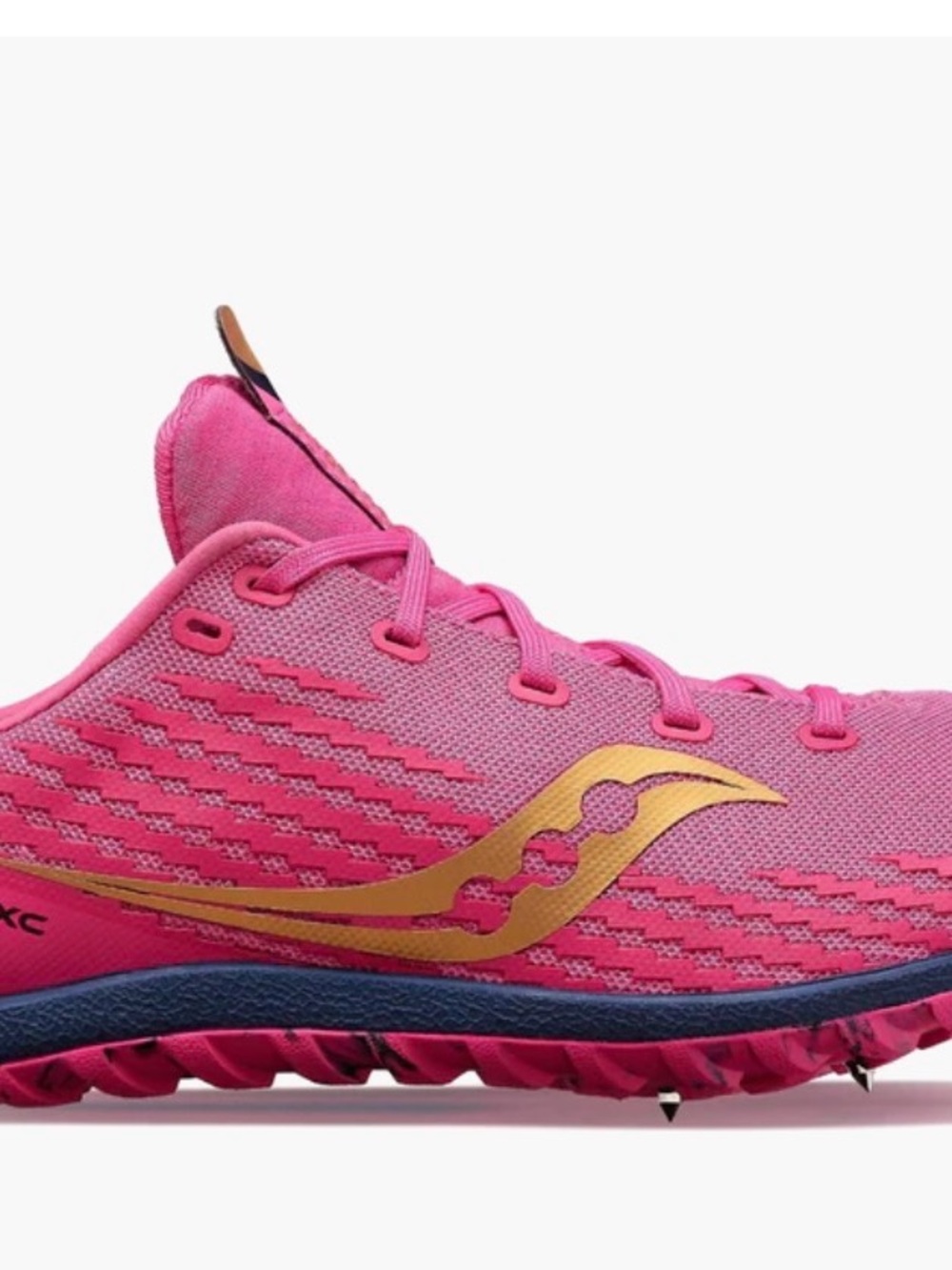 Saucony Women's Pink Athletic Spike Shoe with Gold Accents Havoc XC